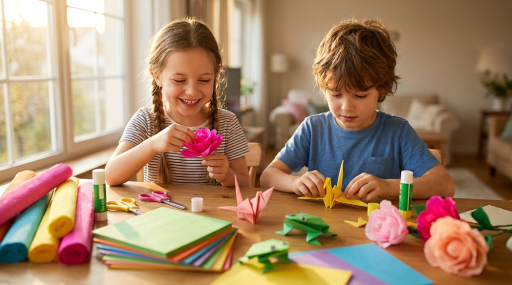 copii-construind-detalii-din-hartie