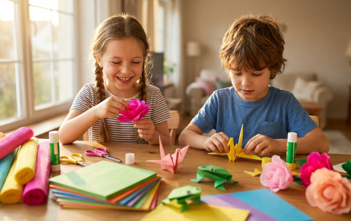 copii-facand-creatii-din-hartie
