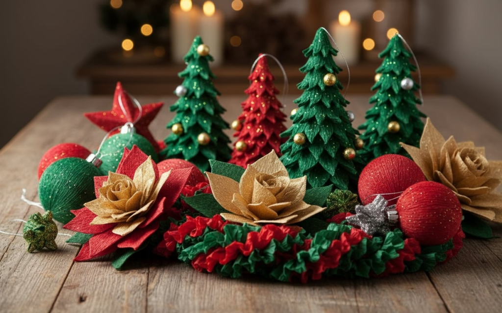 decoratiuni craciun hartie creponata
